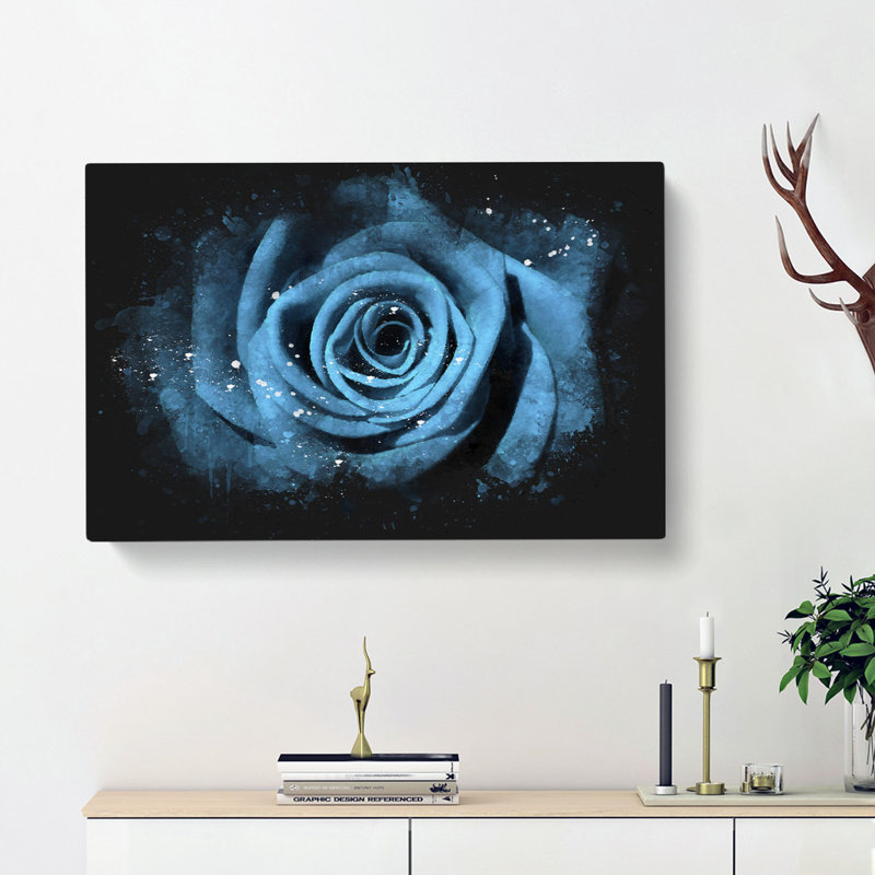 Pretty Blue Rose - Wrapped Canvas Print, 60cm H x 91cm W x 3cm D