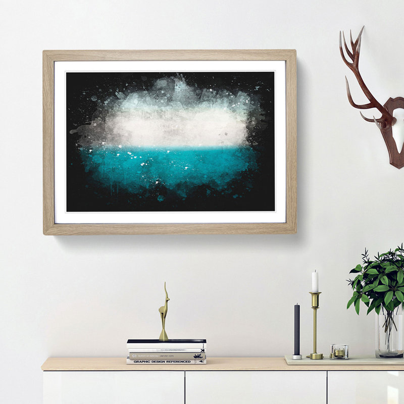 Sky On Top Of The Ocean - Picture Frame Graphic Art, Oak Framed, 33cm H x 45cm W x 2cm D