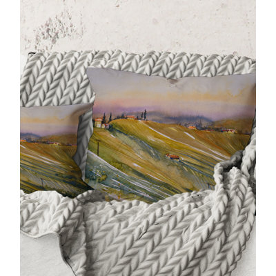 Carré, vignoble à l'aube en Toscane, Italie - Coussin décoratif à imprimé champêtre