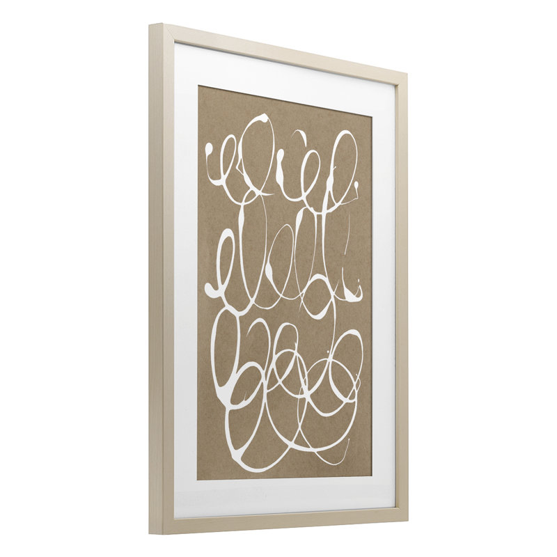 Scribble taupe griffonné, impression sous verre encadrée, conception par Susan Bryant, H 20 po x l 14 po