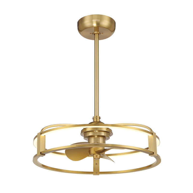 Aijalon 23" LED Fandelier in Brass with Remote Control, Brass