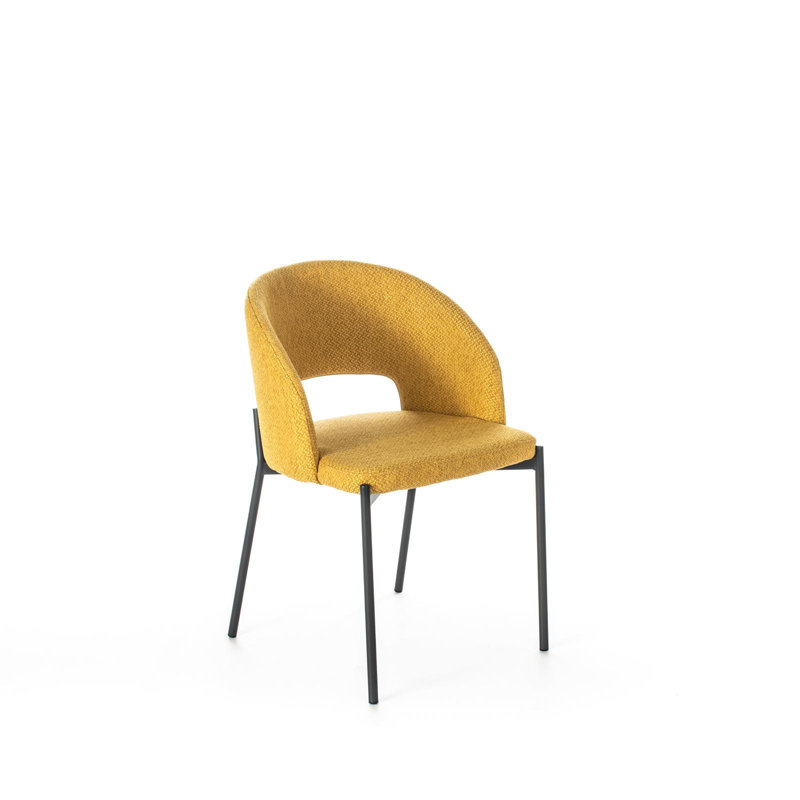 Monsey 46cm H Upholstered Metal Upholstered Back Side Chair, Yellow