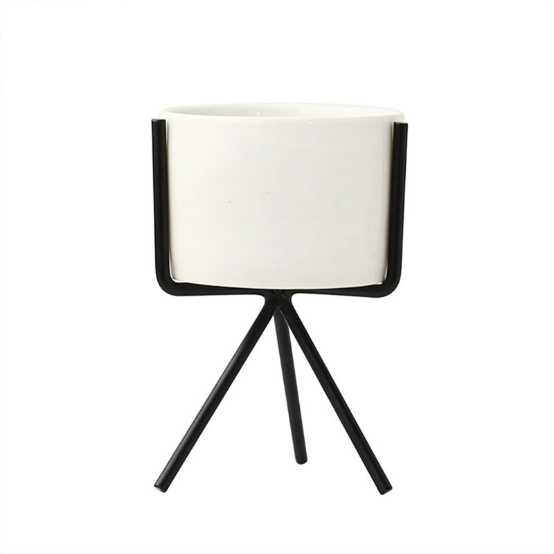 Romana Ceramic Pot Planter, 12.5cm H x 8cm W x 8cm D, Black