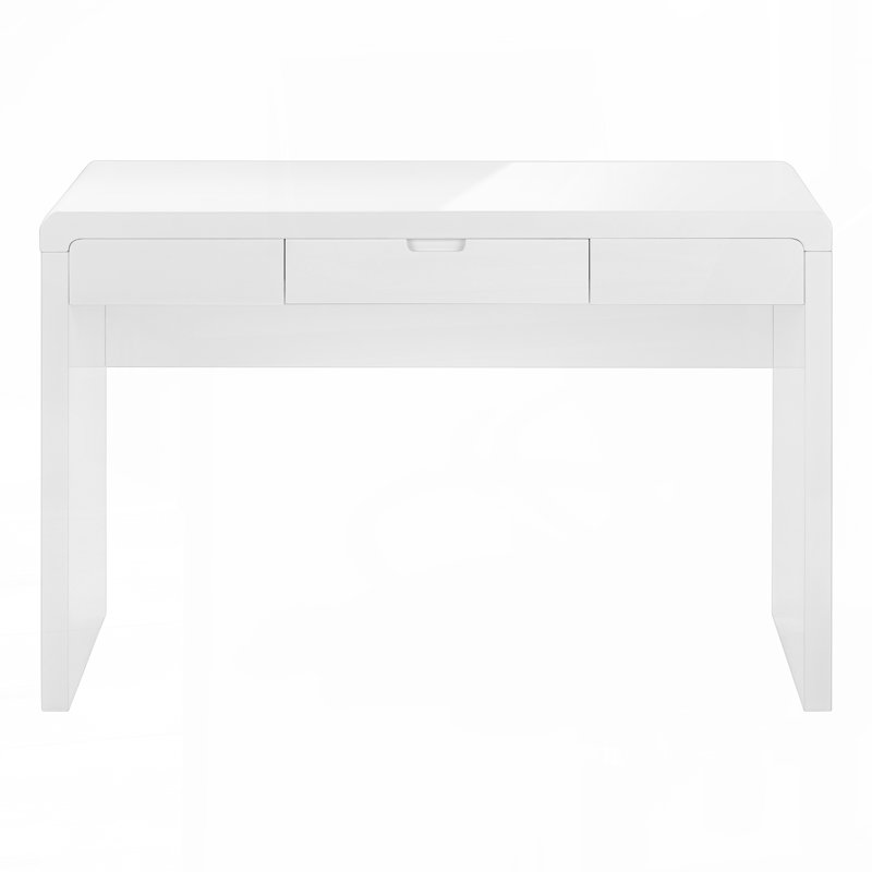 Bureau d'ordinateur, bureau personnel, ordinateur portable, tiroirs de rangement, l 48 po, travail, stratifié blanc brillant, contemporain,