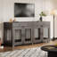 Caisse pour chien 71 po pour 2 chiens de taille moyenne de style meuble, chenil d'intérieur robuste avec 3 tiroirs de rangement coulissants, meuble télé à double porte avec système de sécurité multi-serrures