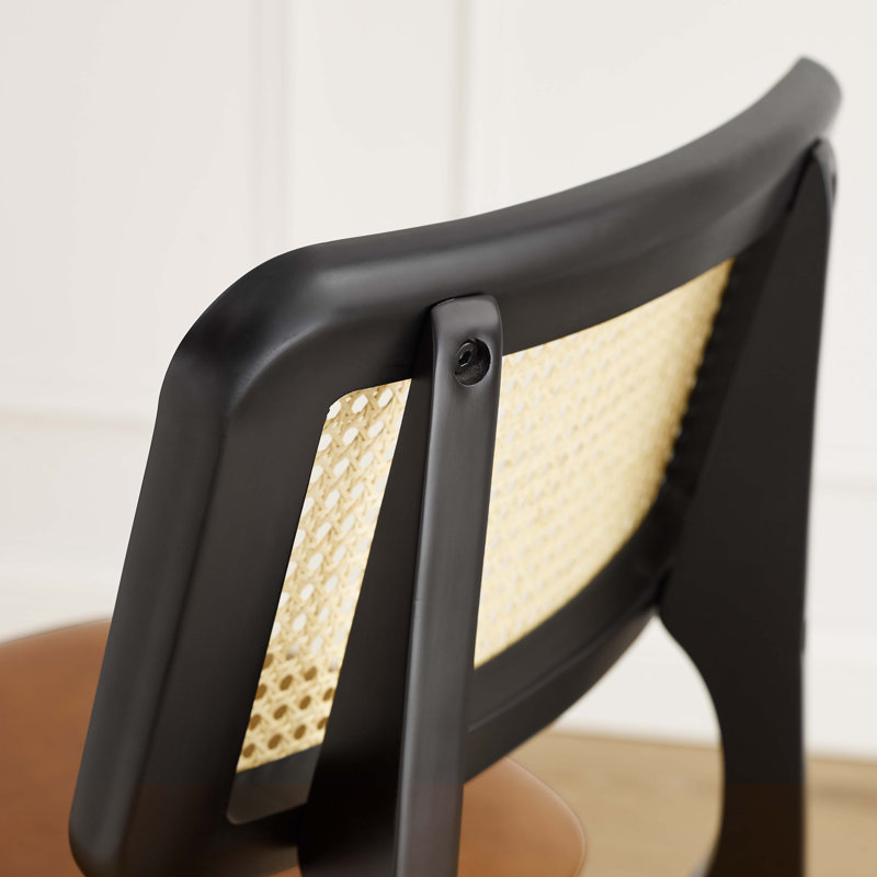 17.3'' Wide Leather Side Dining Chairs, Black