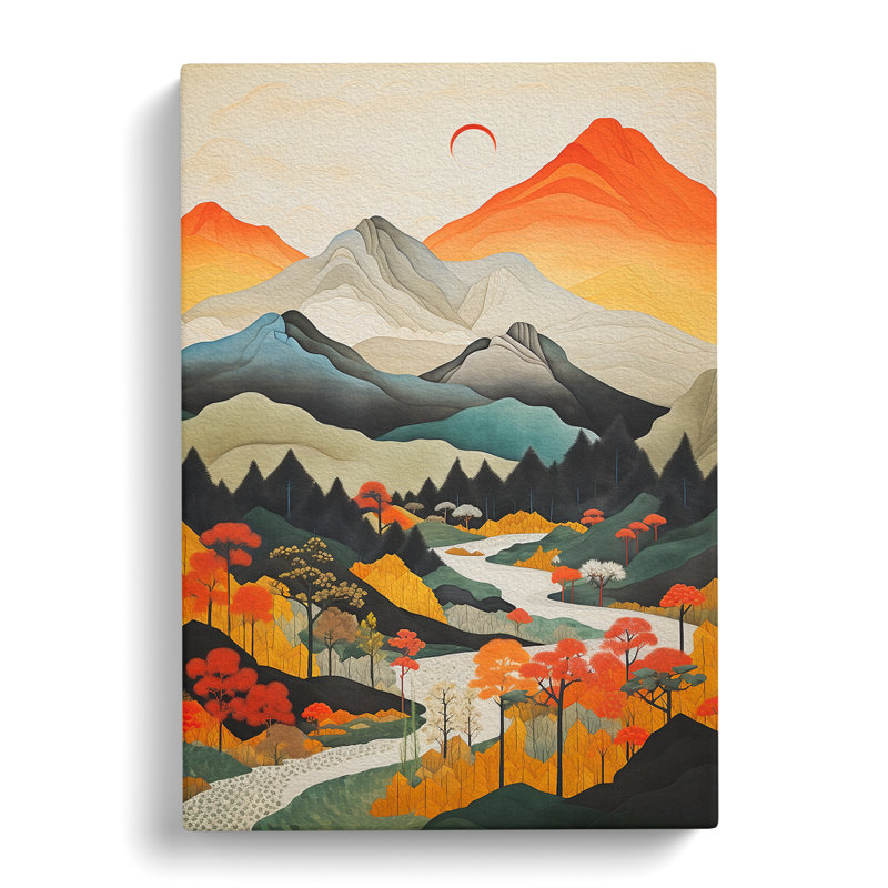 Japanese Mountains Constructivism No.2 - No Frame Print, 50cm H x 35cm W x 3cm D