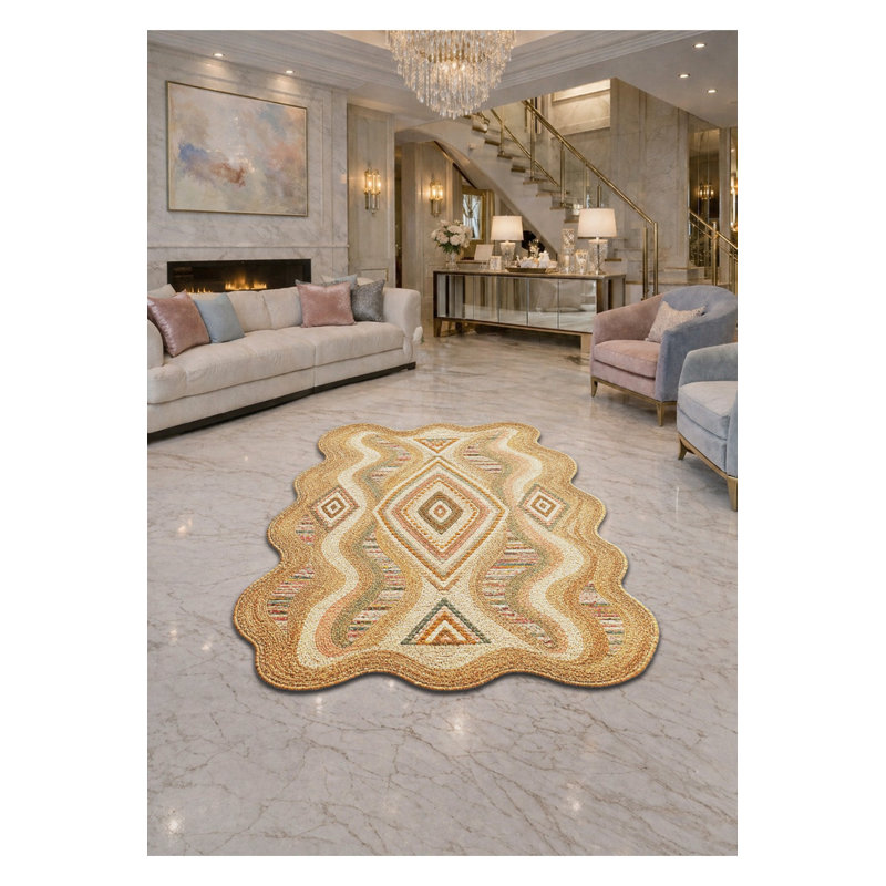 Tapis beige tissé à motif de poissons Mosso, 3'11" x 5'11"