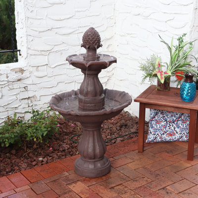 Curved Plinth Traditional Polyresin Outdoor Water Fountain