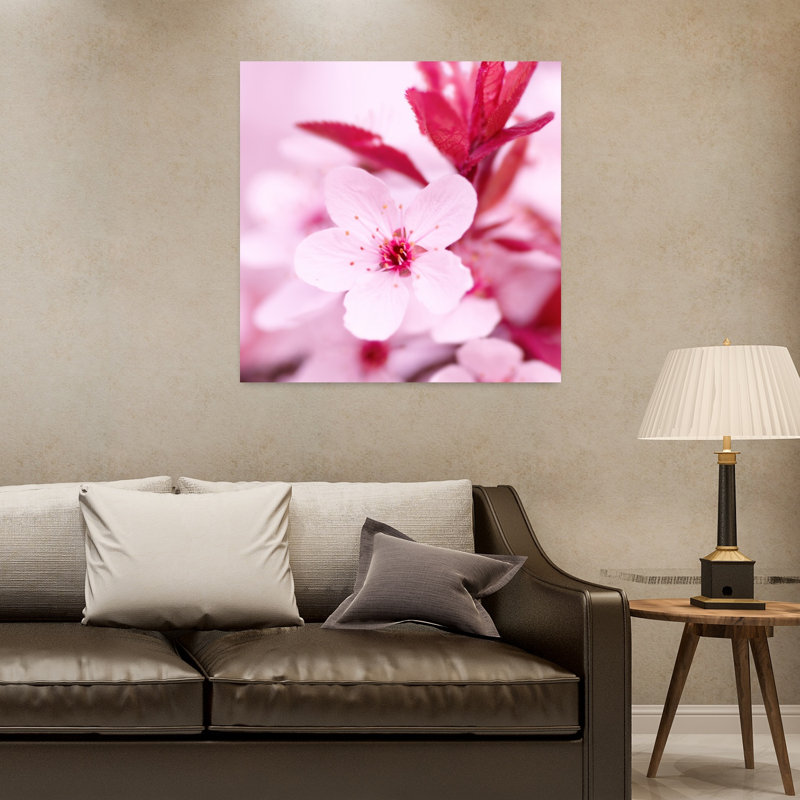 Art floral contemporain rose, H 32 po x l 32 po