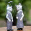 2 Piece Bali Cat Couple Figurine Set
