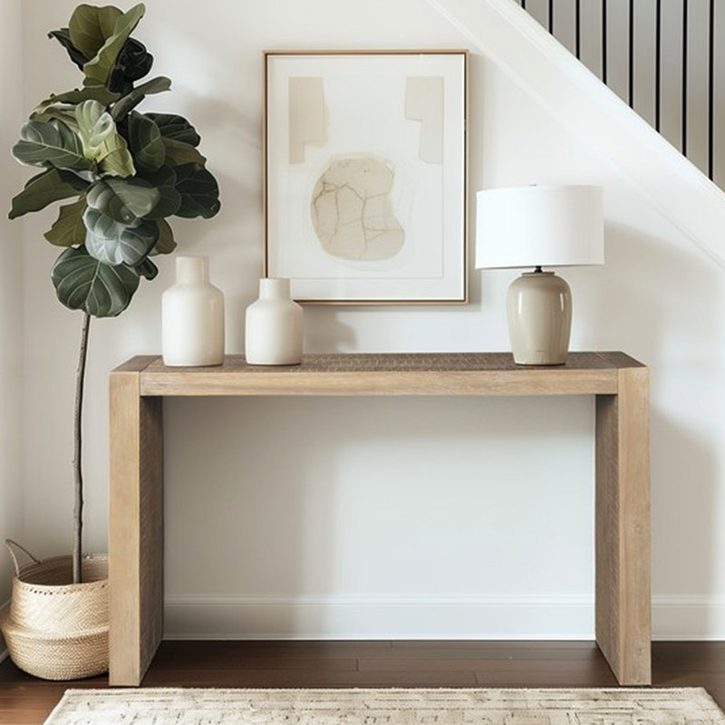 Console en bois massif 54 po, touche moderne, couleur blé récupéré, pour divers finis de pièces, styles variés
