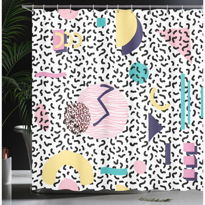 Ensemble de rideau de douche et crochets 90s, H 75 po x l 69 po