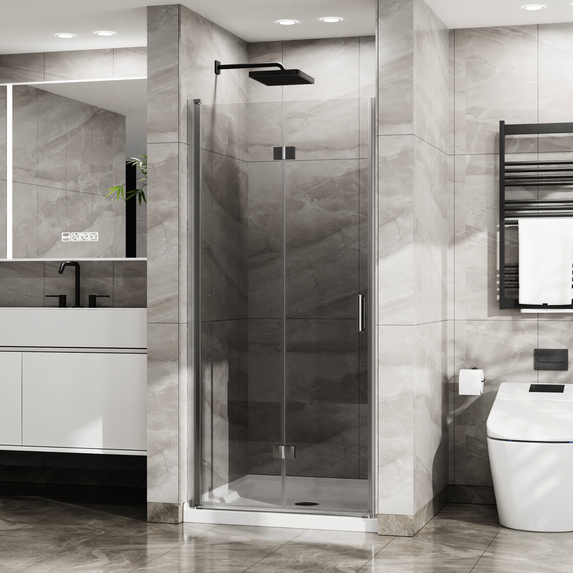 Shower Rota huibaoxiang Shower Door - Tempered Glass 180 Rotatable Pivot Zinc Alloy ...