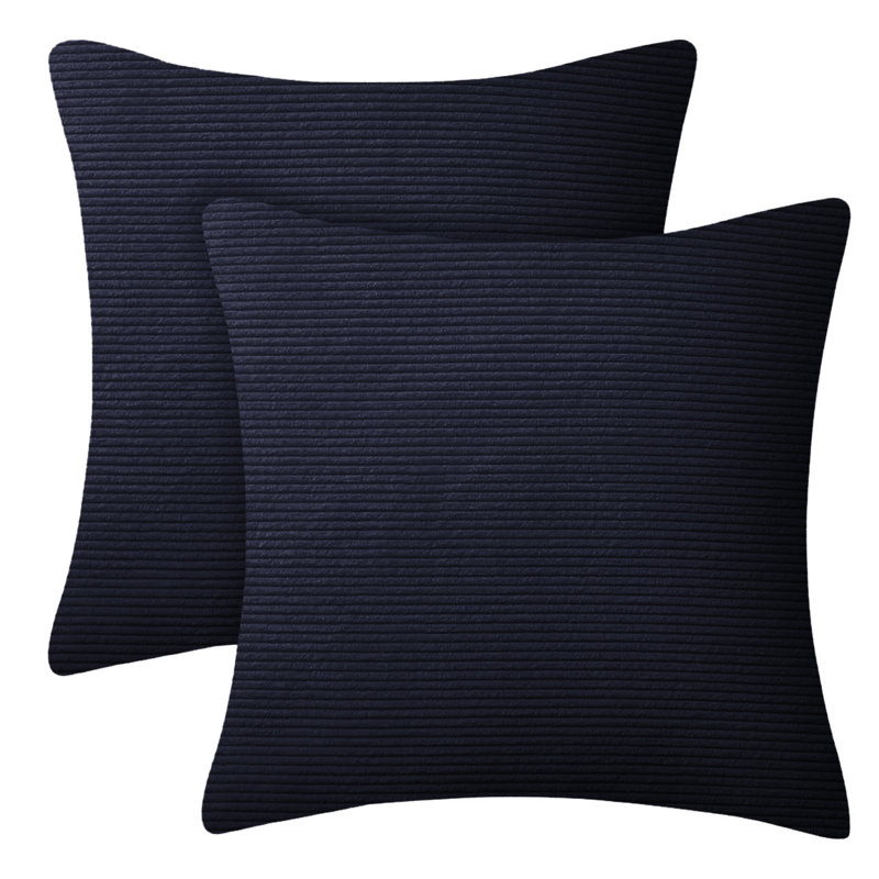 Striped Crushed Velvet Cushion Cover (Set Of 2) , Navy