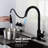Touch Kitchen Faucet Pull Down - Matte Black, Stainless Steel Casted, 360 Rotating Spray For Sink Intensive Wash, , Corrosion & Rust , Single Handle Water Temperature And Flow Management With Black