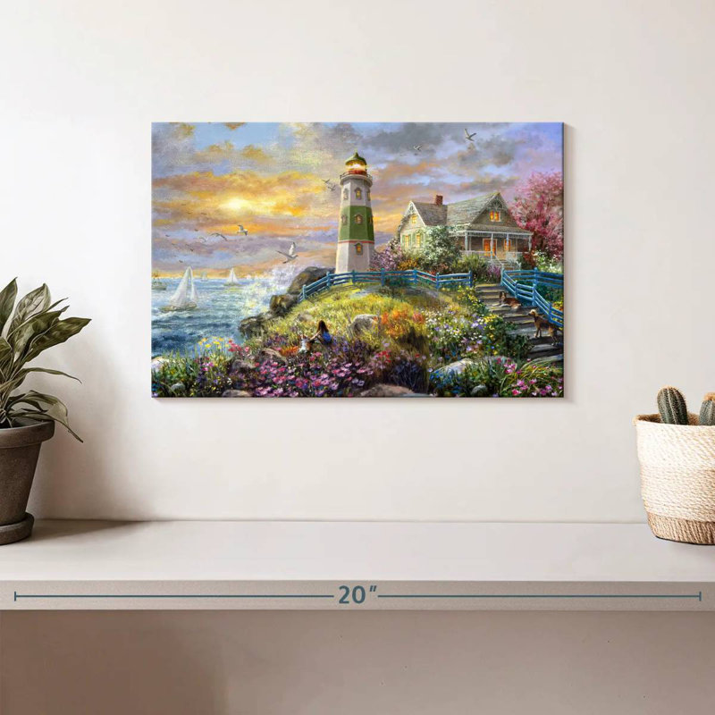 Regarder le coucher de soleil au phare, H 8 po x l 12 po