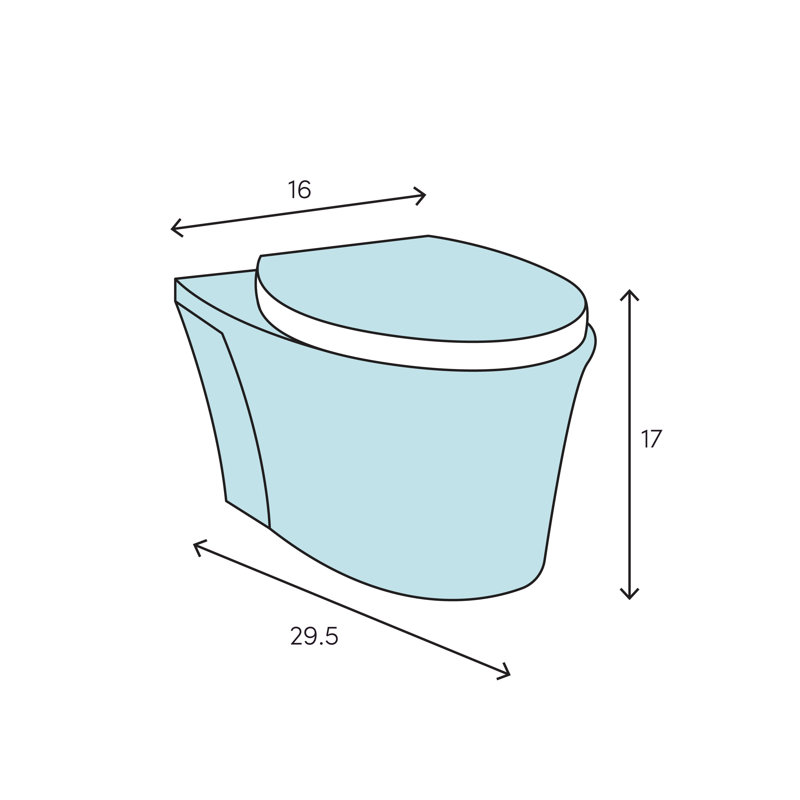 Toilette suspendue murale allongée à l’eau 1,28 gpf (siège non inclus) Glenwall