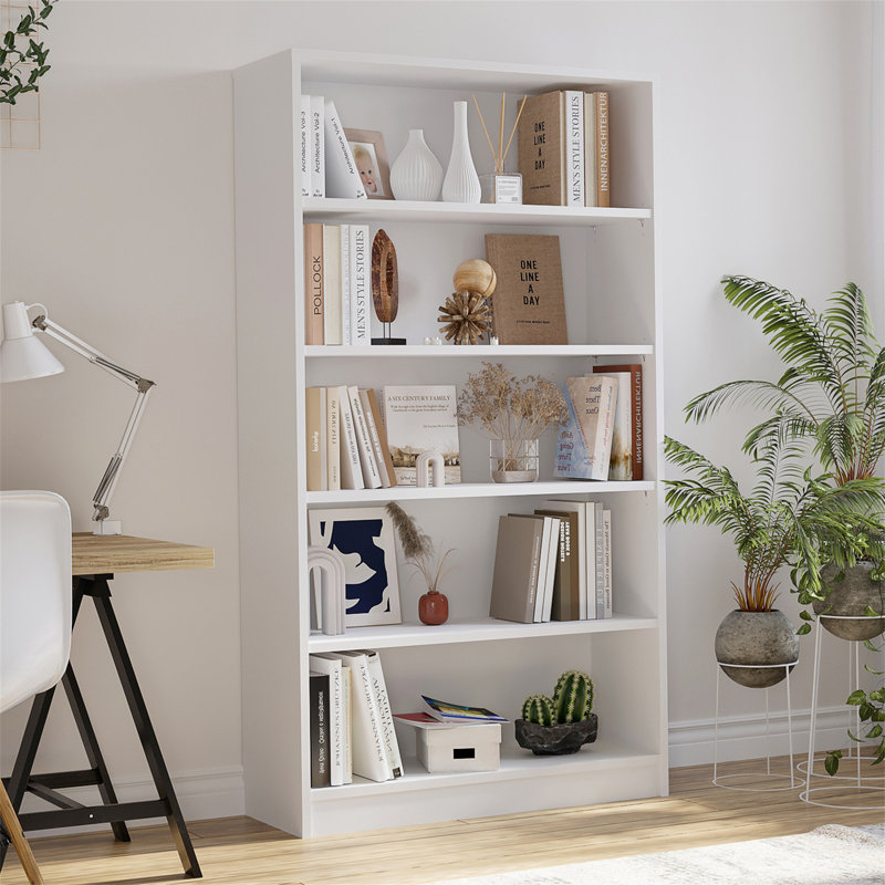 Bibliothèque blanche 5 tablettes 5 tablettes, Blanc, (5 tablettes) H 60 po x l 33 po x P 11,6 po