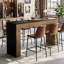 Table de bar à hauteur de comptoir industrielle moderne de 63 po avec base stable, unité de bar étroite en bois minimaliste pour cuisine, salon, pub, brun et noir