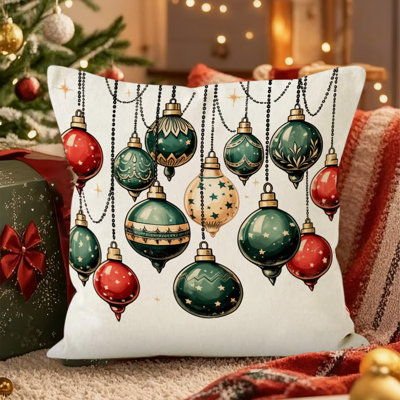 Christmas Pillow Covers Santa Claus Linen Decorative Cushion Case With Girl Wreath And String Lights Holiday Printed Throw Pillow Cover