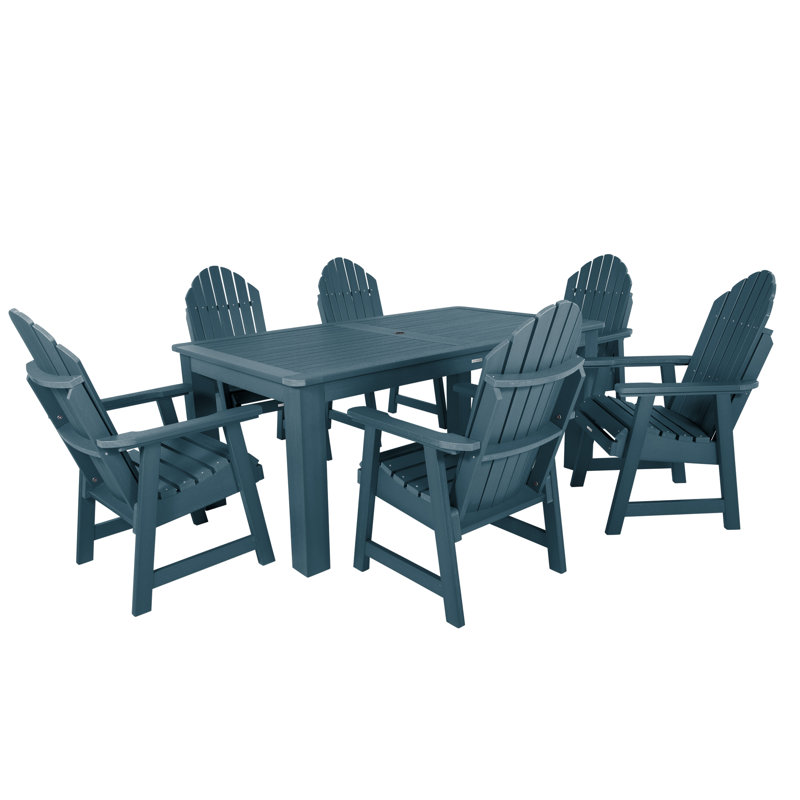 Macias 6 - Person Patio Dining Set with Rectangular Table, Nantucket Blue, 30'' H x 42'' W x 72" L