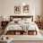 Charvi Modern Solid Wood Platform Bed Frame with Headboard, Brown-1791813263