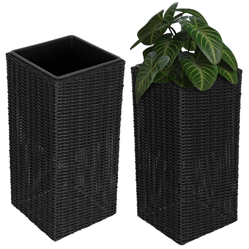 Ensemble de jardinières en osier 2 pièces Sierra Square, Noir