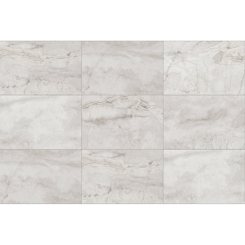 Marble 12" x 24" Porcelain Marble Look Wall & Floor Tile, White/Ivory