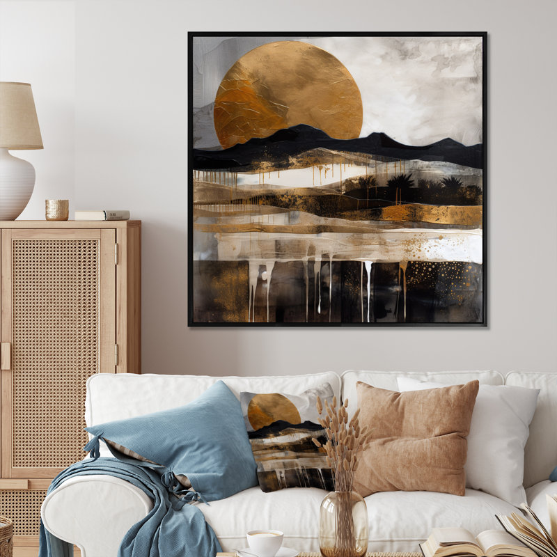 Calidia explorant la lune dorée en évolution IV, H 36 po x l 36 po x P 1,5 po, Cadre photo noir