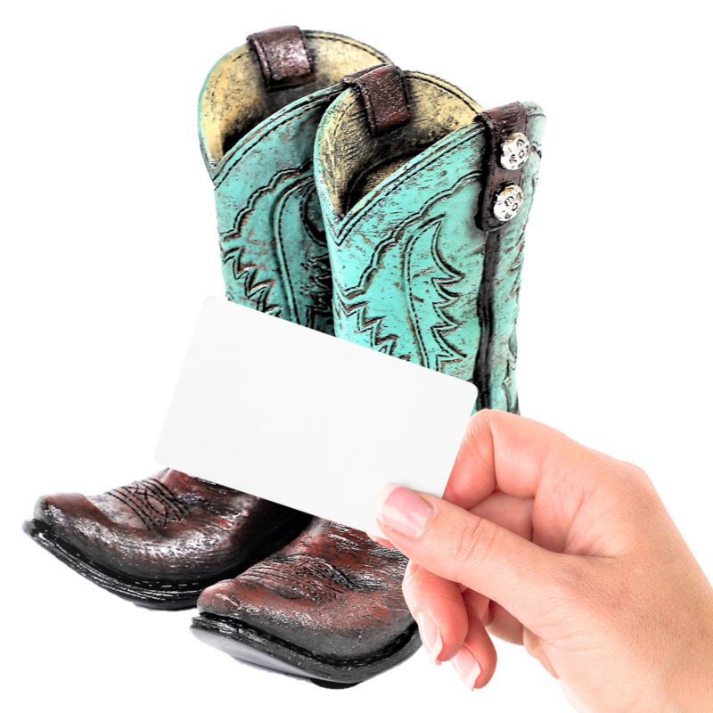Resin Cowboy Boot Cell Phone Stand Rustic Western Decorative Desk or Tabletop Holder
