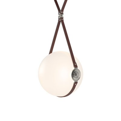 Luminaire suspendu sphère 1 lumière DEL Derby avec détails en cuir Derby