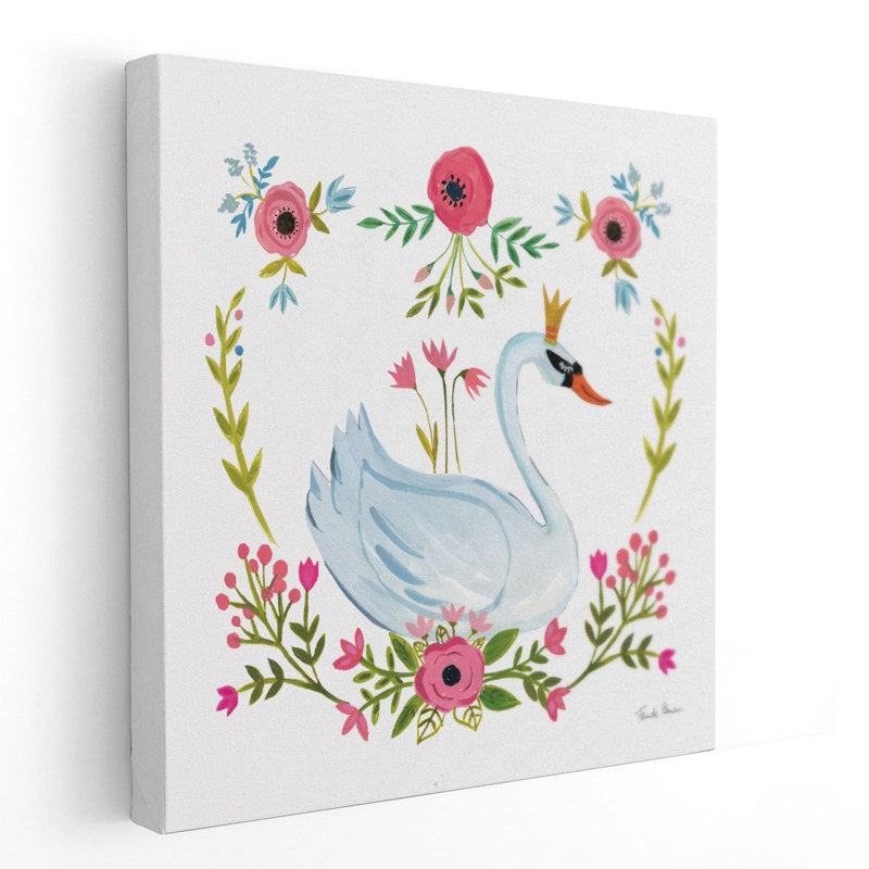 «Swan Love I», reproduction d'art sur toile, H 24 po x l 24 po