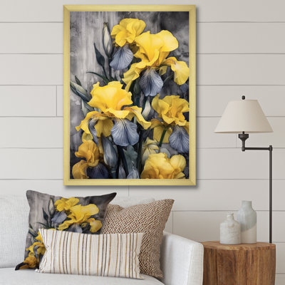 Art mural mural jaune et gris jaune Iris I
