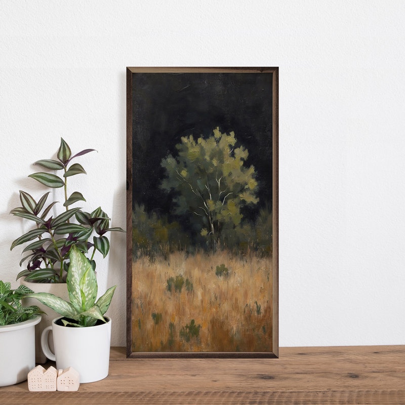Champ d'herbe avec arbre, 16" H x 8" W