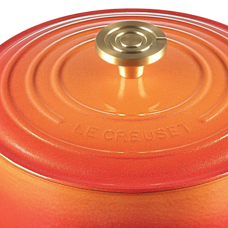 Le Creuset Signature Round Dutch Oven With Crucible Knob, 7.25 Qt. - Flamme Dorée, 4.5 quarts