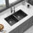 Quartz Kitchen Sink - 33X19" Granite Composite Undermount Kitchen Sink Double Bowl(50/50)-111876050
