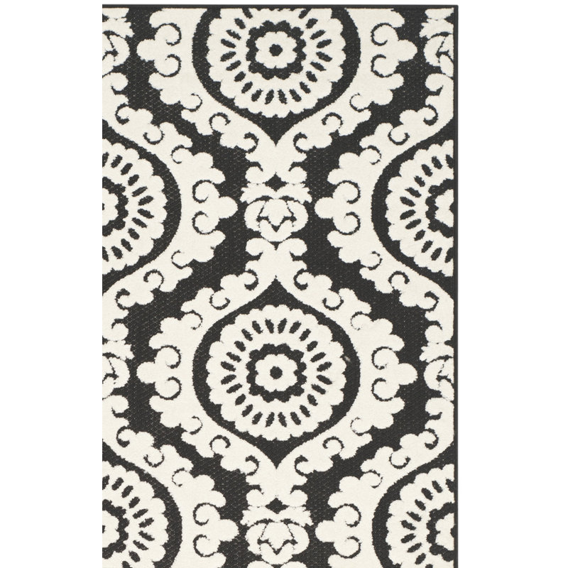 Tapis noir / blanc intérieur / extérieur, Rectangle 8 pi x 11 pi 2 po