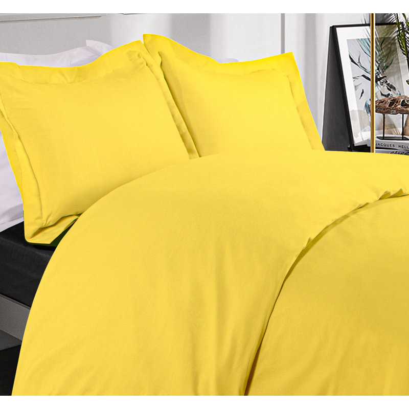 3 Pieces Duvet Cover Set, 100% Brushed Microfiber Comforter Cover Set with Ties - NTBAY, King Duvet Cover + 2 Shams, Yellow