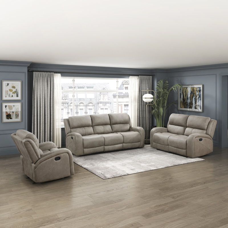Ensemble 3 pièces de fauteuil inclinable en microfibre polie Niosha