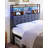 Headboard with 3-Tier Storage Shelves, Velvet Upholstered Head Board with 2 Outlets, USB Ports & LED Light, Soft Backrest for Queen Size Bed, Rustic Brown and Black-984979100-985306067