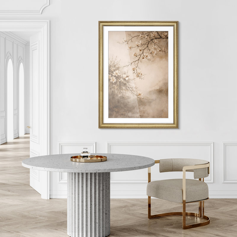 Art mural rétro encadré 26 po x 36 po Magnolia Blossom Vintage, H 36 po x l 26 po, Reproduction encadrée avec passe-partout