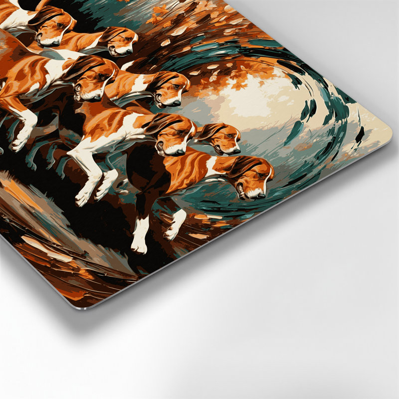 «Dogs American Foxhound», art mural en métal noir, H 11 po x l 14 po