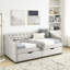 Lit de jour simple rembourré avec tiroirs en beige - Rembourrage en mousse de lit moderne et fonction de rangement pour le salon Siège confortable Chambre à coucher avec cadre renforcé