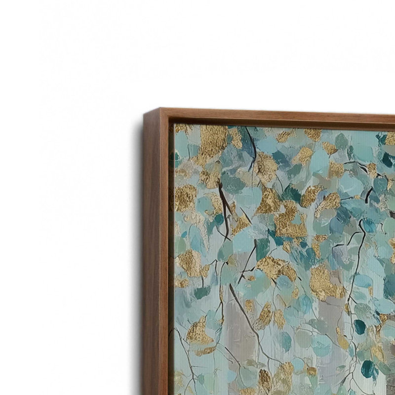 Ensemble de 3 impressions «Whispers of Birch», 12 po x 12 po, Cadre flottant en noyer