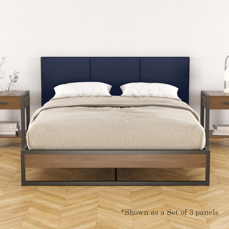 Jaxx Panelist Vegan Leather Wall-Mounted Headboard (22.5" x 22.5") – Single Pack, Deep Blue