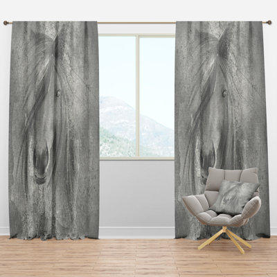 Panneau de rideau simple semi-transparent Farmhouse Horse - Animals Farmhouse
