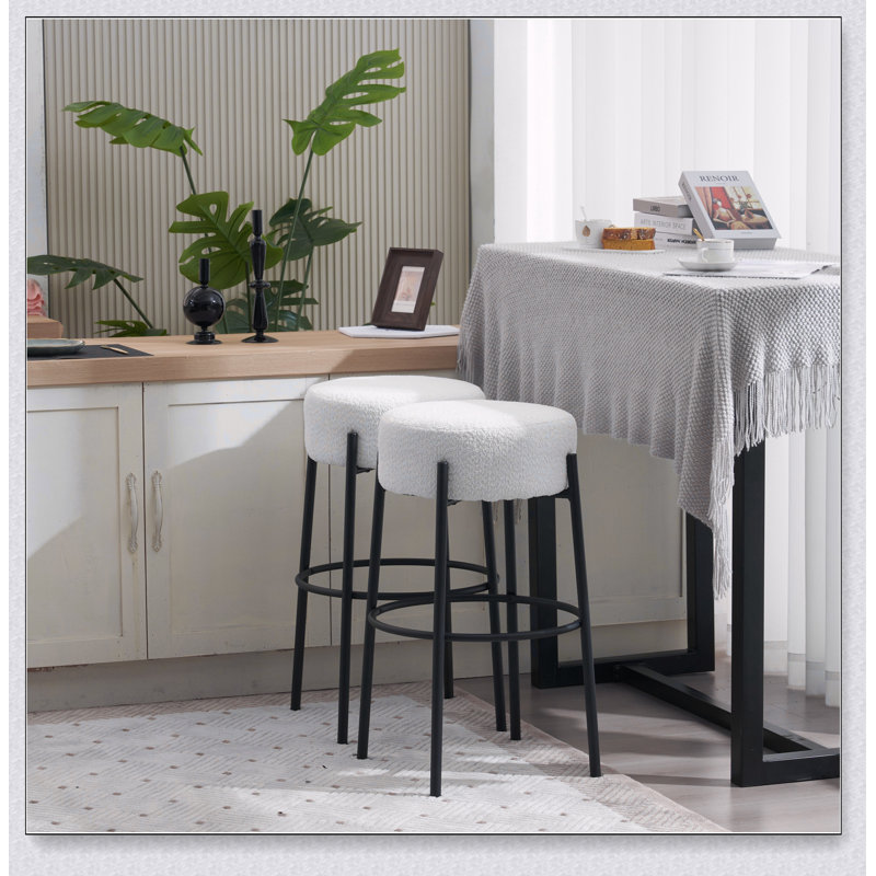 Stool 30" Tall, Round High Bar Stools, Set   2 - Contemporary upholstered dining stools for kitchens, coffee shops and bar stores - Includes sturdy hardware support legs