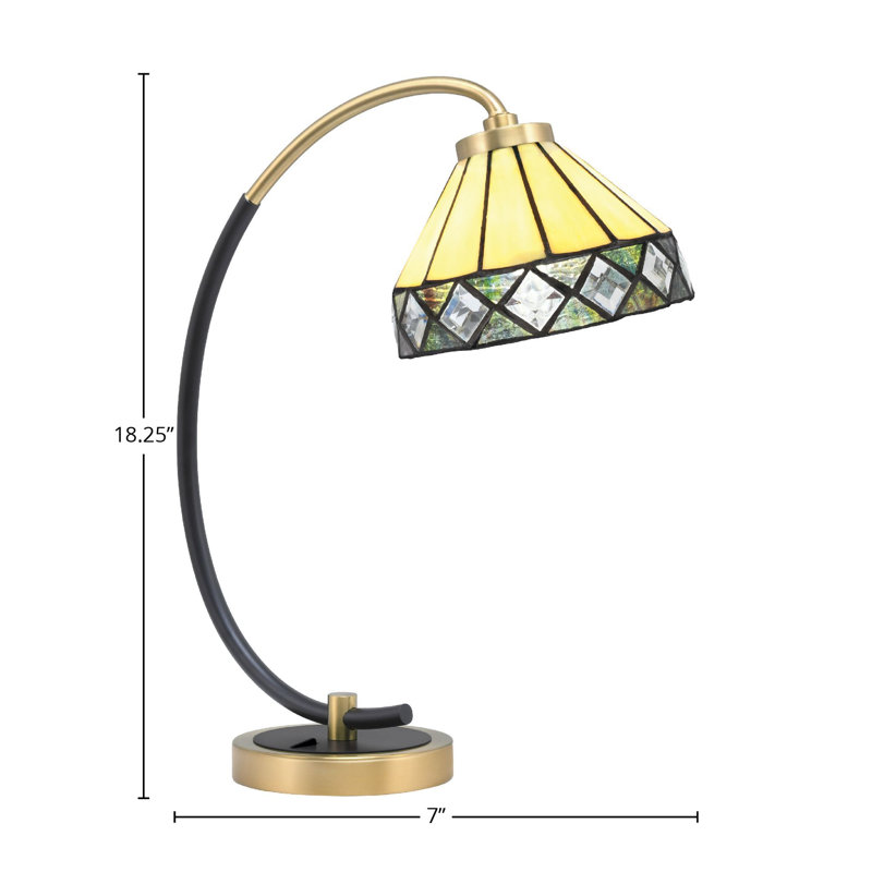 Lampe de bureau en acier inoxydable Kanyra, Noir mat / laiton