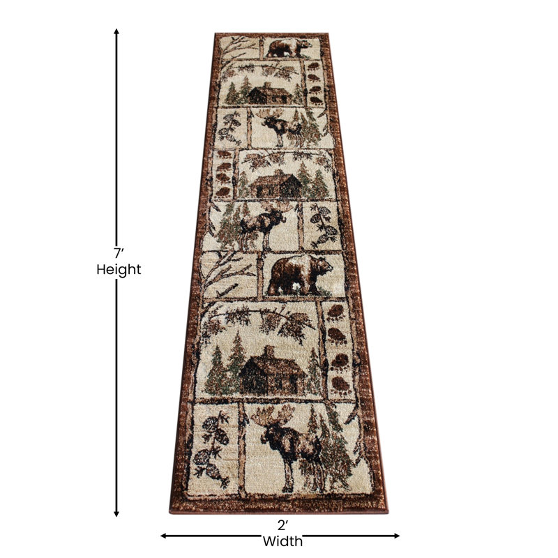 Daegal Wildlife Themed Plush Indoor Area Rug, Runner 2' x 7'